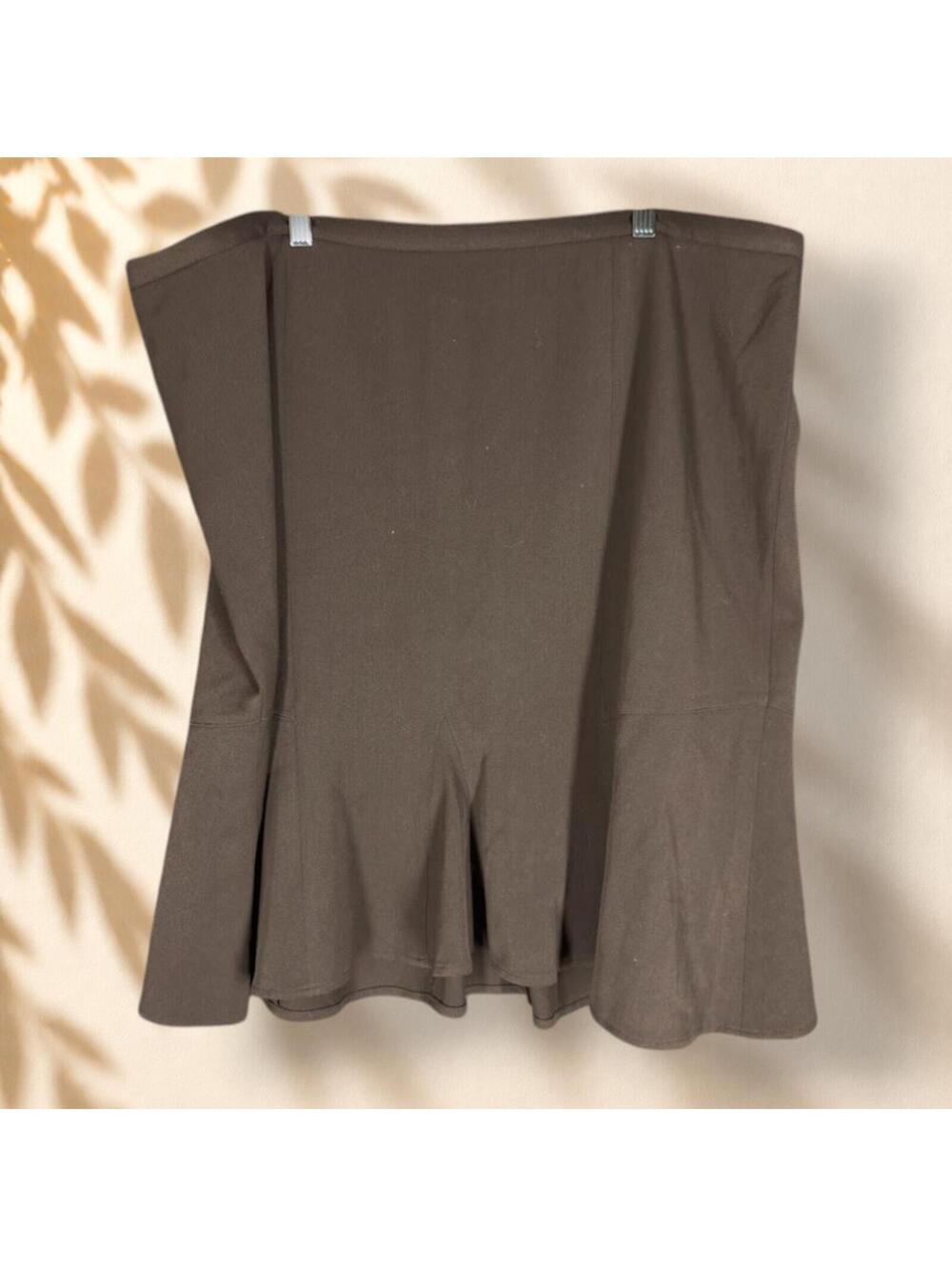 Lane Bryant Skirt Women 22 Plus Brown A-Line Midi Zipper Mid Rise Stretch Casual